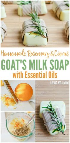 homemade rosemary and citrus goat's milk soap with essential oils is an easy diy gift idea