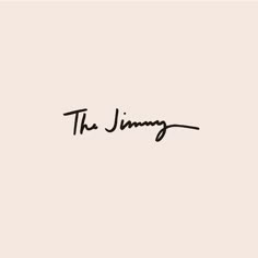 the jimmy logo is shown in black ink on a light pink background with an inscription that reads