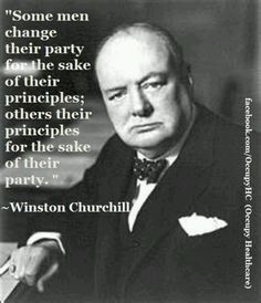 a man in a suit and bow tie with a quote from winston churchill on it