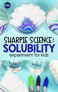 the science experiment for kids is shown with water and paper