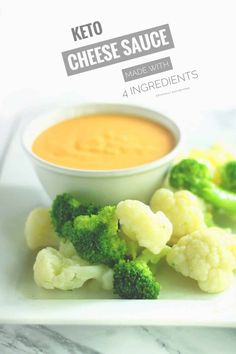 broccoli and cauliflower on a plate with dipping sauce