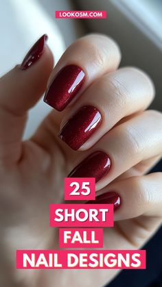 Refresh your fall look with these 25 short nail designs that are both easy to achieve and on-trend! Perfect for busy days, these durable styles add a chic touch to your autumn outfits. Click the pin to explore the designs and follow us for more nail inspiration! #ShortNails #FallNailDesigns #EasyNailArt #AutumnTrends #NailInspo Nail Designs For Shorter Nails, Gel Polish Nail Designs Square, Short Burgundy Nails With Design, Nails Sns Ideas Fall, Berry Nail Designs, Short Fall Acrylic Nails Square, Fall Nails With Sparkle, Red Chrome French Tip Nails Square Short, Autumn Nails Short Square