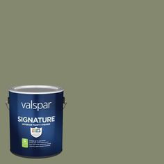 a blue paint can with the words valpsar signature on it's side