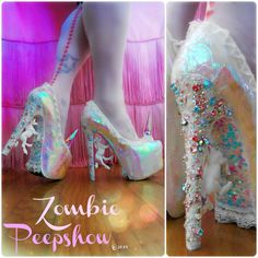 Unicorn Pegasus Crystal Fur Pumps Heels by kaylastojek on Etsy Diy Heels, Unicorn Wedding, Unicorn Shoes, Diy Outfits, Crystal Pumps, Creative Shoes, Crystal Heels, Funky Shoes, Glitter Heels