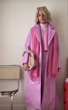 Colorful Monochromatic Outfit, Pastel Street Style, Colourful Winter Outfits, Dopamine Outfits, Pink Monochromatic Outfit, Monochromatic Looks, Monochromatic Fashion, Look Rose, Best Winter Outfits