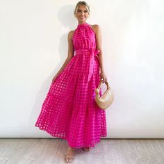 DETAILS Dress Cold gentle machine wash Product ID: SX23033003 Size Guide Dress Size chart Size/cm Bust Waist Length S 96 64 141 M 100 68 142 L 104 72 143 XL 108 76 144 2023 Fashion Trends Forecast, Hot Pink Outfits, Cruise Dresses, 2024 Dresses, Dresses For Wedding Guests, Elegant Evening Gowns, Halter Neck Maxi Dress, Sleeveless Skirt, French Dress