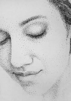 a woman's face is made up of small dots