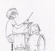 Drummer by TheDyson on DeviantArt Drummer Pose Reference Drawing, Drummer Reference Pose, Playing Drums Drawing, Band Drawing Reference, Drummer Drawing, Drums Drawing, Drummer Art