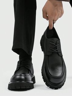 Men's Classic Formal Dress Shoes, Thick Sole Casual Oxfords For Office And Commute Black         Men Shoes, size features are:Bust: ,Length: ,Sleeve Length: Formal Dress Shoes, Black Oxford Shoes, Black Oxfords, Casual Sweatpants, Crisp Autumn, Trendy Outfit Ideas, Casual Sport Shoes, Mens Dress, Trendy Fall