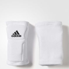 the adidas knee pads are white and black