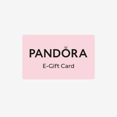 a pink gift card with the words pandara e - gift card written in black