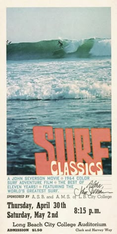 an advertisement for the surf classics