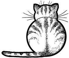 a black and white drawing of a cat