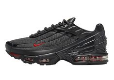 Nike Air Max Plus 3 Black Red DO6385-002 Black Tns, Black Nike Air Max For Streetwear, Nike Air Max Tn Plus 3, Nike Air Max Plus 3, Red Nike Air Max With Round Toe, Nike Airmax Plus, Nike Air Max Red Round Toe, Nike Air Max Plus Tn Black