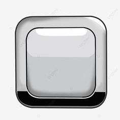 a white square button with black edges on a light gray background png and psd