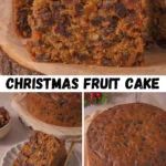 there are pictures of christmas fruit cake on the table