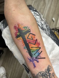 Christian Cross & Waterfall Watercolor Tattoo By Lyric TheArtist at Iron Palm Tattoos In downtown Atlanta, GA. This customer was recently baptized and wanted to commemorate the occasion with a permanent visual reminder. We wish her well on her new journey. Iron Palm is Atlanta's only late night tattoo shop. Call 404-973-7828 or stop by for a free consultation with a body artist. Walk ins are always welcome. #LyricTheArtist #crosstattoo #christiantattoo #christiancross #waterolortattoo Waterfall Watercolor, Walk Ins Welcome, Night Tattoo, Downtown Atlanta, Palm Tattoos, Religious Tattoos, Spiritual Tattoos, Cross Tattoo, Great Tattoos