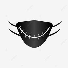 a black and white halloween mask with fangs on it's face, illustration, cartoon, scary png and psd