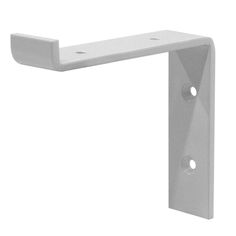 a white wall mounted bracket with two holes