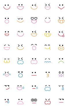 the different types of emoticions are shown in this image, including eyes and mouths