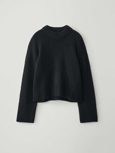 The Lisa Yang Sony sweater is a structured crewneck crafted in robust, heavy knit cashmere. It has a regular fit, drop shoulder, long sleeve, and fisherman-ribbed trims. Oversized Black Sweater, Lisa Yang, Latest Sweater, Black Jumper, Knit Texture, Free People Sweater, Wool Blend Sweater, Green Sweater, Oversized Sweater