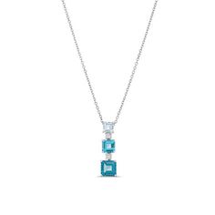 This Graduated Blue Topaz Diamond Necklace features a vertical arrangement of gemstones set in white gold. The stones increase in size from top to bottom, each separated by a small round diamond. Its clean lines and geometric shapes offer a modern, minimalist aesthetic with a touch of color. Modern Minimalist Aesthetic, Diamonds Direct, Minimalist Aesthetic, Round Diamond, Clean Lines, Blue Topaz, Modern Minimalist, Geometric Shapes, Womens Jewelry Necklace