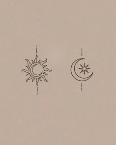 the sun and moon are drawn in black ink