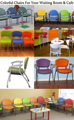 colorful chairs for your waiting room and cafe tables in various colors, sizes and styles