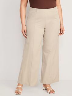 The stretchy profesh pant you love, with lots of leg room.  Elasticized waist.  Diagonal front pockets; faux-welt back pockets.  Soft-brushed twill with stretch.  Sits at belly button.  Loose hip and thigh.  Wide leg hits below ankle.  Regular: 30" inseam.  Petite: 28" inseam.  Tall: 34" inseam.  Models are approximately 5'9" and are wearing sizes S (numeric size 4), L (numeric size 12), and XL (numeric size 18). Machine wash cold, gentle cycle, line dry.  cotton 55% spandex 9% rayon 37% Olive Linen Pants, Yellow Linen Pants, Extra Wide Leg Pants, Navy Linen Pants, Womens Palazzo Pants, Chambray Pants, Linen Drawstring Pants, Navy Dress Pants, White Linen Pants