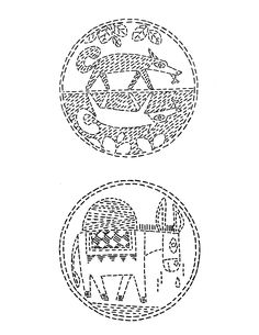 an image of two circular designs with animals in the middle and one on the bottom