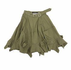 Utilitarian Aesthetic, Y2k Cargo Skirt With Pockets For Spring, Khaki Cotton Cargo Skirt, Khaki High-waisted Utility Cargo Skirt, Military Skirts, Military Style Khaki Cargo Skirt, Skirt Png, Apocalypse Clothing, Cargo Skirt Runway