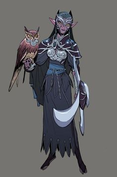 an image of a woman with two owls on her shoulder and one owl on her arm