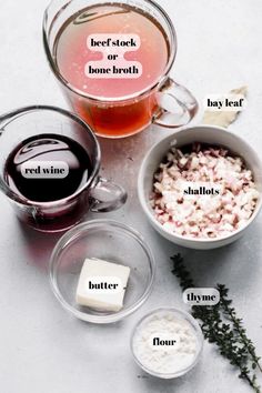 ingredients to make an ice tea recipe on a white surface with the words below it