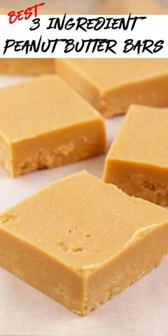 low carb gluten free  NO BAKE 3 ingredient peanut butter bars cut in squares on parchment paper Low Carb Fall Desserts, Simple Bars, Diy Peanut Butter, Low Calorie Peanut Butter, Peanut Butter Desserts Easy, Butter Bars Recipe, Butter Squares, Work Snacks