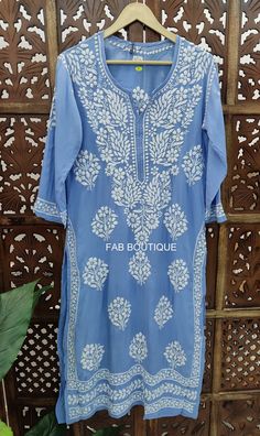 ▪ Kurti Fabric: Modal ▪ Kurti Length: 44-46 Inches ▪ Sleeves: 3/4 Sleeves ▪ Style: Straight Kurti ▪ Occasions: Party Wear, Office Wear, Festive Wear ▪ Garment Care: Hand Wash Only ▪ Price Includes: 1x Kurti Traditional Light Blue Kurta With Dupatta, Semi-stitched Embroidered Light Blue Kurta, Festive Light Blue Embroidered Kurta, Light Blue Bollywood Kurta With Resham Embroidery, Light Blue Traditional Wear With Resham Embroidery For Diwali, Light Blue Chikankari Embroidery Dupatta, Light Blue Resham Embroidery Kurta For Diwali, Festive Light Blue Sharara With Chikankari Embroidery, Light Blue Resham Embroidered Kurta For Diwali