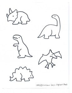 Cut Outs, Dinosaurs, Black And White