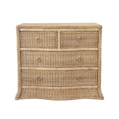 a wicker dresser with four drawers