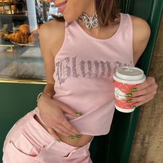 Y2K Letter print Rhinestone Crop Top Women Summer Sleeveless Baby Tee Vintage Grunge Slim T-shirt Aesthetic Crop Top, Vest Streetwear, Vest Style Women, 2000s Clothing, Fall Outfits Y2k, Couples Halloween Outfits, Woman Vest, Crop Top Women, Clothing Female