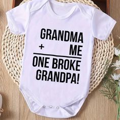 One Grandma + One Me= One Broke Grandpa! Onesie! Use This To Surprise Your Parent With A New Grand Baby! Or A Gift For Grandpa! Thanks For Looking-Checkout My Other Items! Grandpa Onesie, Onesie Station, Grandma Onesie, Grandparents Shirt, Custom Baby Onesies, Cricut Baby, Gift For Grandpa, Baby Boy Onesies