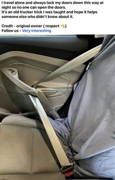 an image of the inside of a car that has been covered with a blanket and seat belt