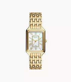 Raquel Three-Hand Date Gold-Tone Stainless Steel Watch - ES5220 - Fossil Rectangular Metal Dial Watch For Anniversary, Gold Watch Women, Gold Watches Women, Watch Women, Three Hands, Steel Watch, Stainless Steel Watch, Gold Watch, Women Collection