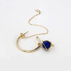 14k Lapis Lazuli Drop Diamond Stud, Luxury Fine Jewelry, Bridal Earrings, Women's Stud Earring, Solid Gold Stud, Dainty Lapis Lazuli Jewelry ♡ PRODUCT FEATURES ♡  * 2 rounded cut, G-SI diamond total weight 0.02 ct * 1 cabochon cut, Lapis Lazuli total weight 3 ct. * Set in 8k and 14k yellow gold. Available in yellow, white, and rose gold. * The product will be delivered as a single earring. * Fully compliant with The Kimberley Process * If you want to differentiate this product with different stones, different sizes or gold in a different carat, we will gladly make it for you.  Please contact us via hello@theanoukis.com * Since all of our jewels are handmade, it takes 7 business days to prepare and ship. Delivery time varies by region. We can deliver anywhere in the world. ♡ Super Power ♡ Lapis Lazuli Jewelry, Power Symbol, Womens Earrings Studs, Jewelry Bridal, Gold Stud, Diamond Stud, Single Earring, Eternal Love, Gold Studs