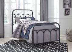 Nashburg Black Twin Metal Bed - Ornate Home Twin Metal Bed, Metal Twin Bed, Queen Metal Bed, Black Metal Bed, Wrought Iron Beds, Wrought Iron Bed, Metal Headboard, Iron Bed, Ashley Furniture Homestore