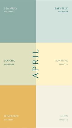 four different color palettes for baby blue, yellow and green paint colors with the names