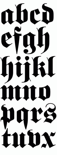 an old fashioned font that has been changed to be black and white with the lower letters in