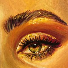 an eye with long lashes is shown in this painting