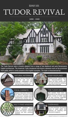 the tudor revival house is featured in this brochure, which includes photos and information