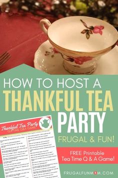 a flyer for a tea party with a cup and saucer