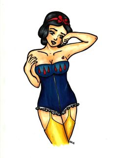 snow white pin up by ~meow-melina on deviantART Disney Lingerie, Pin Up Princess, Disney Pin Up, Snow White Art, Snow White Disney, Dark Disney, Disney Snow White, Twisted Disney, Pop Art Comic