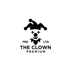 the clown premium logo is shown in black and white